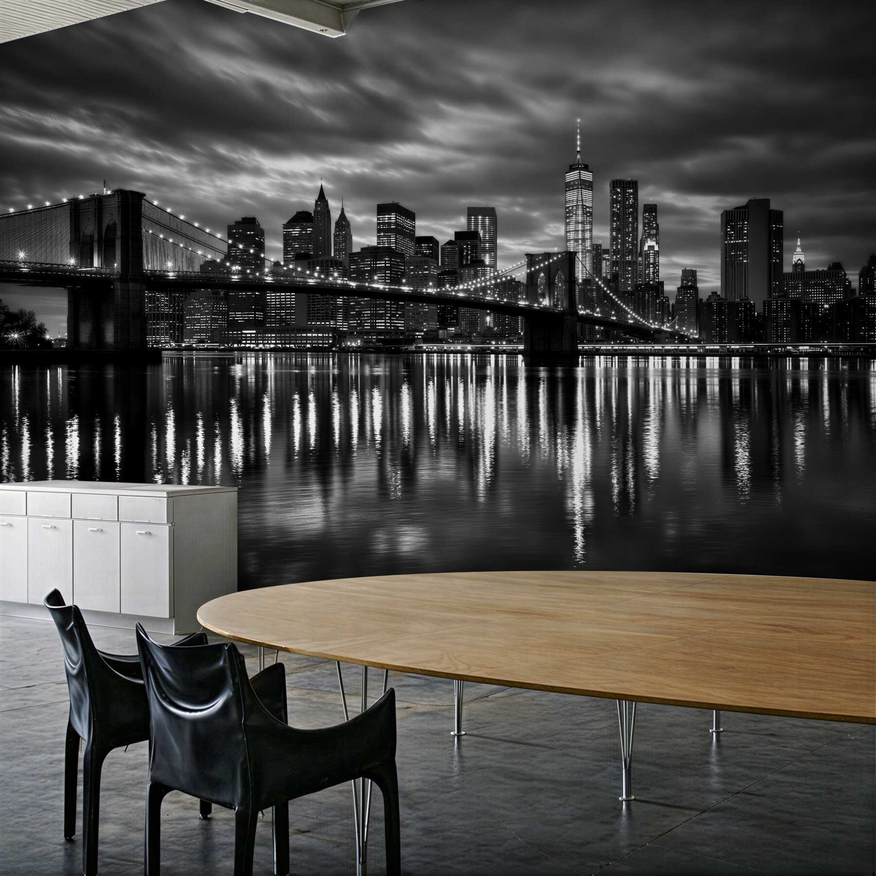Fototapeta nowy jork nocą nad wodą