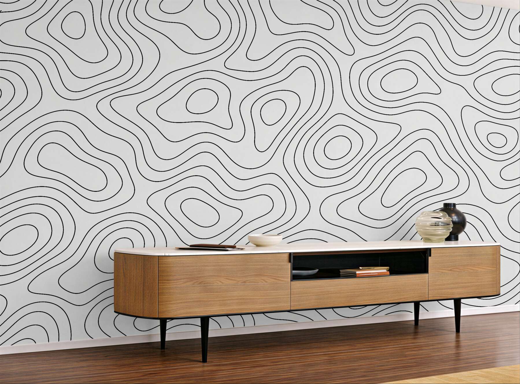 Fototapeta minimalistyczne linie topograficzne
