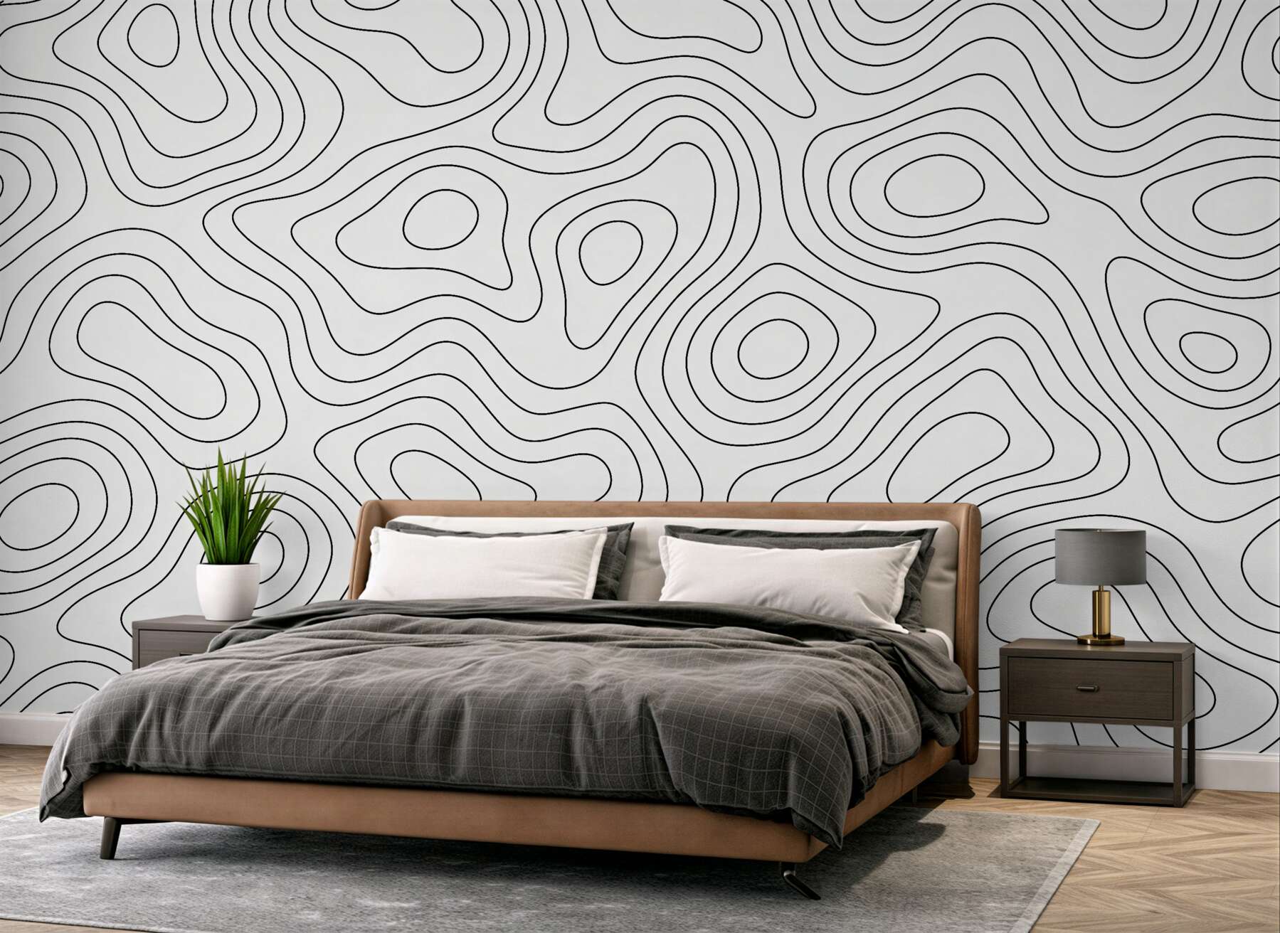 Fototapeta minimalistyczne linie topograficzne