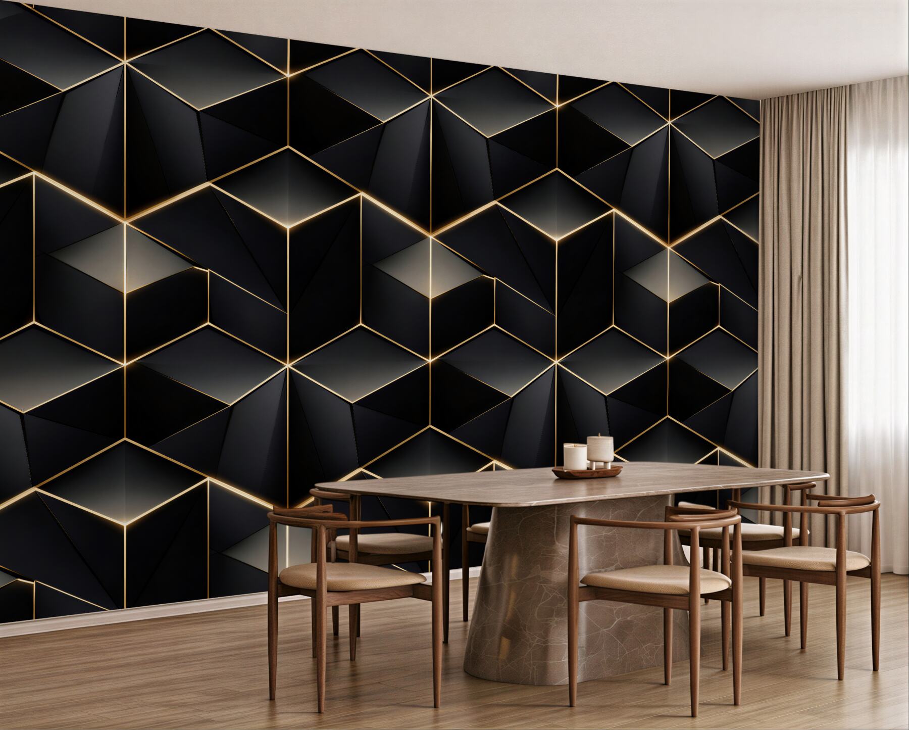 Fototapeta złote geometryczne kostki 3d