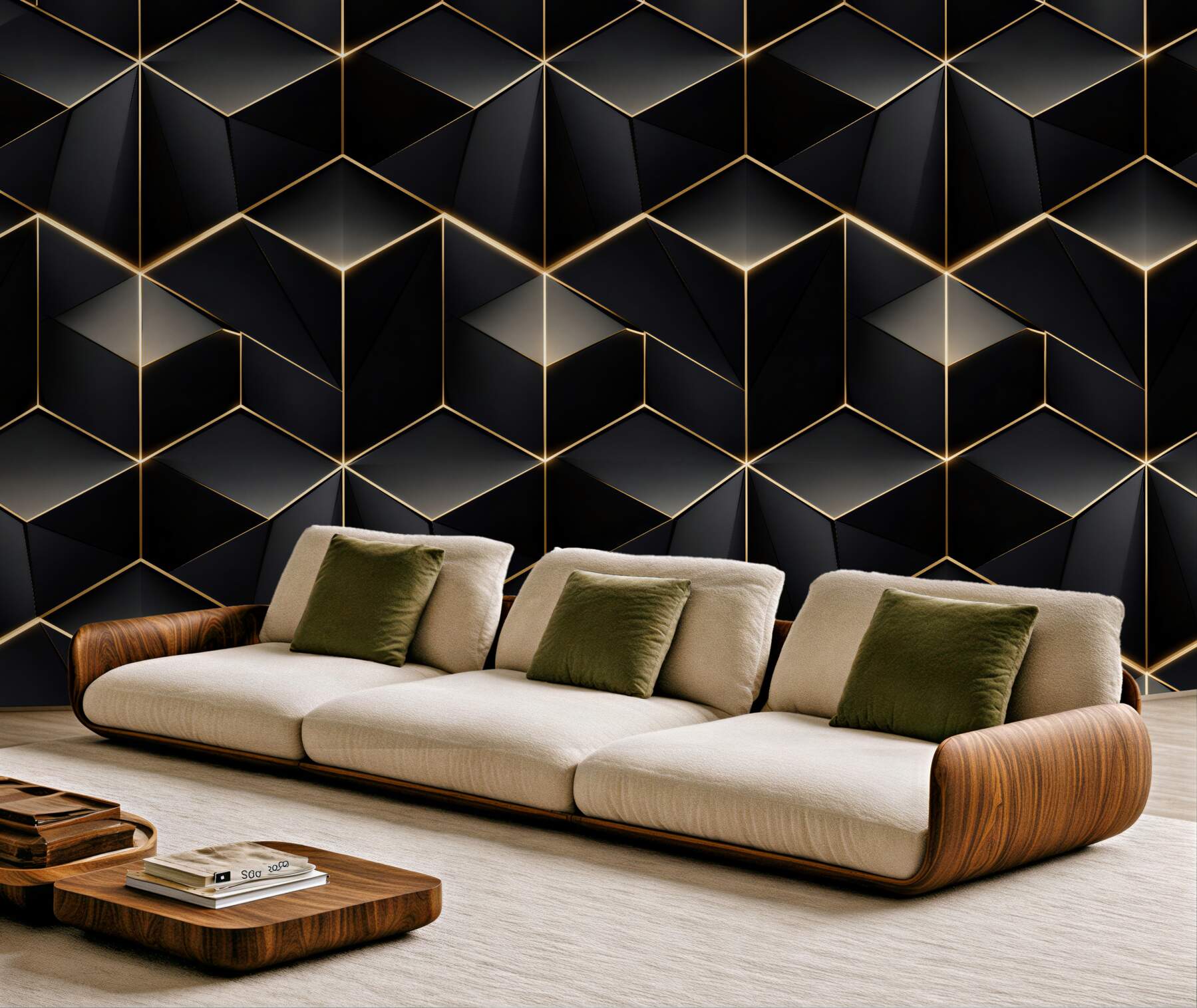 Fototapeta złote geometryczne kostki 3d