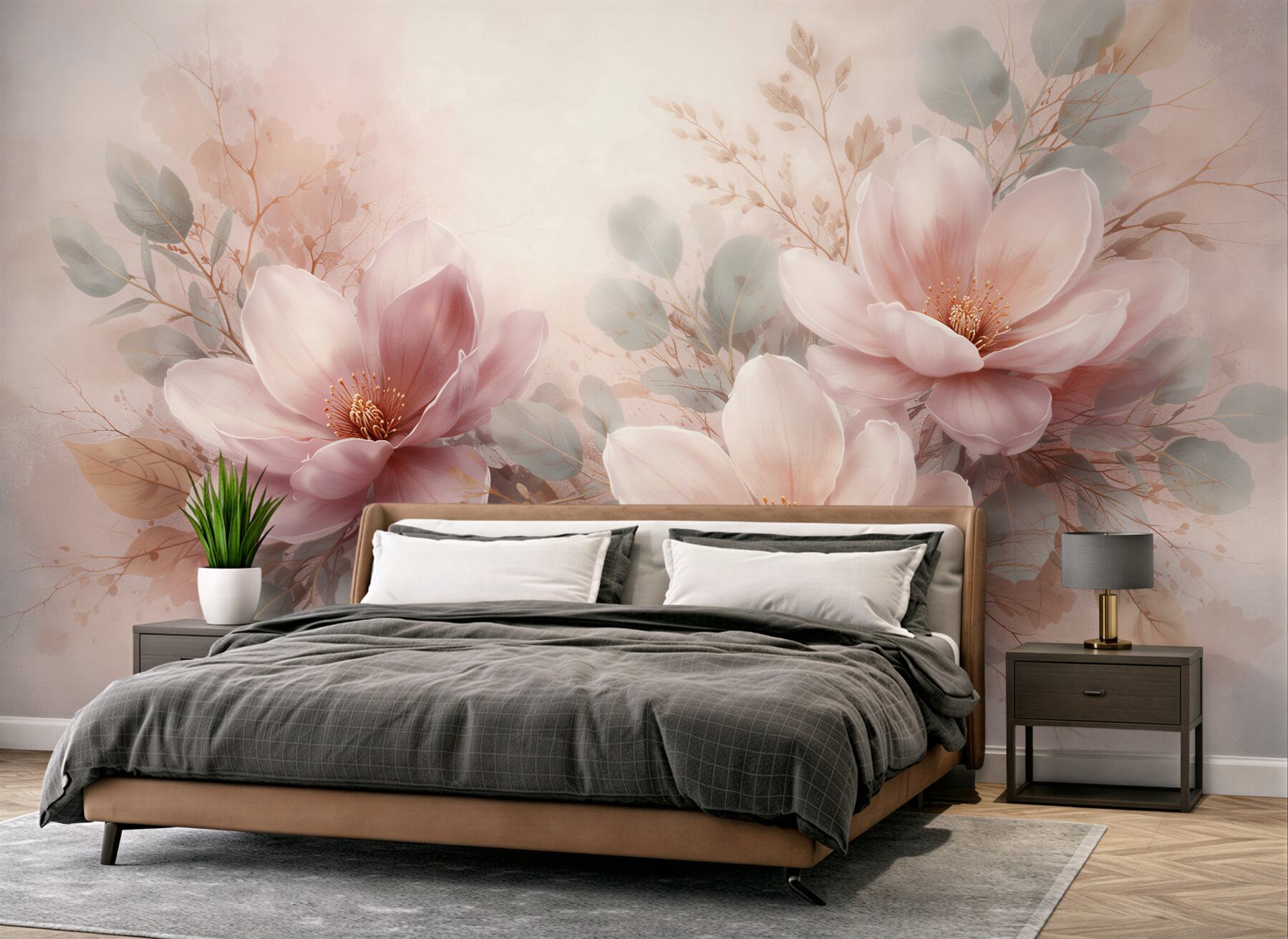 Fototapeta pudrowe magnolie w subtelnej kompozycji