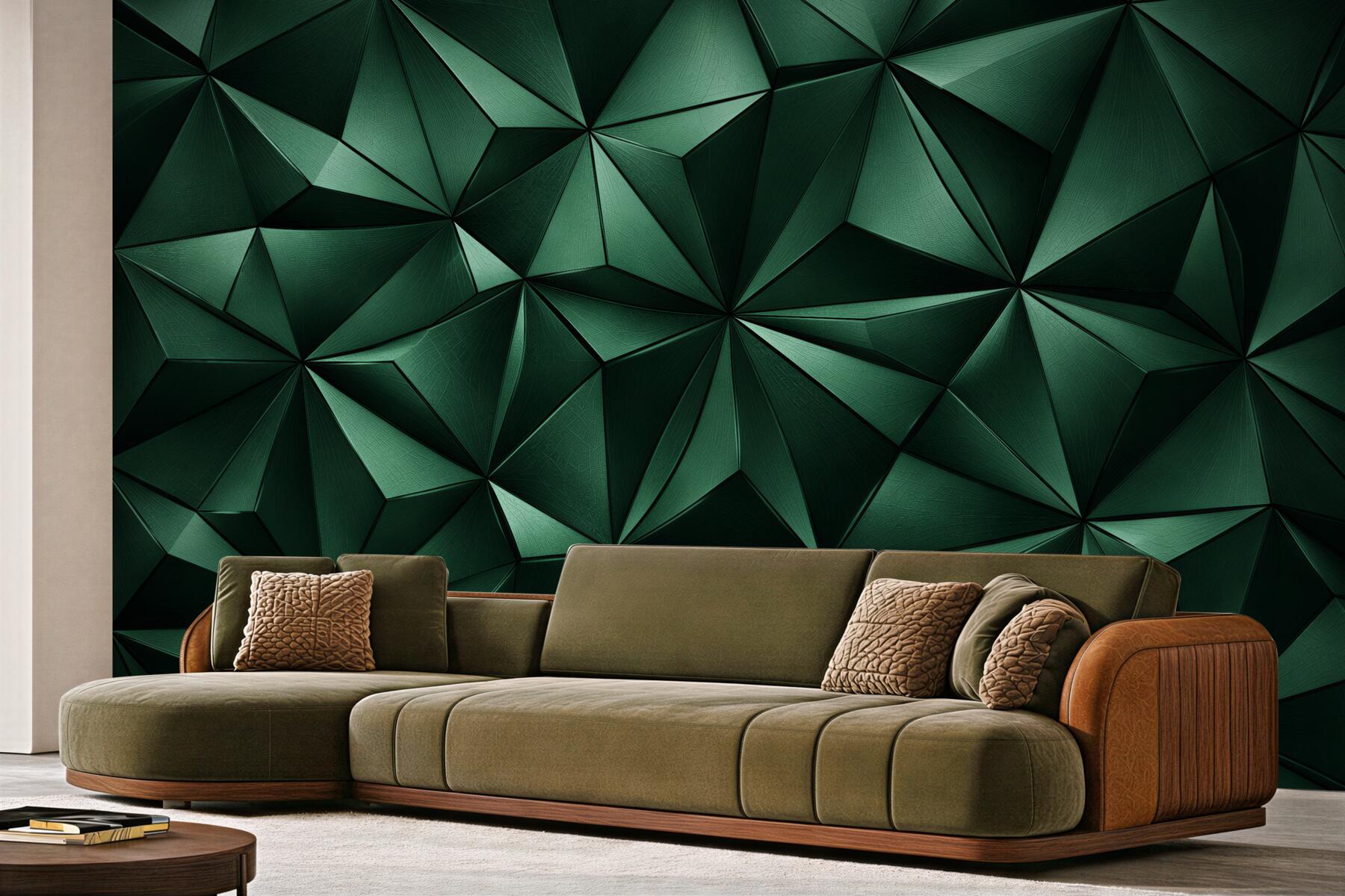 Fototapeta zielona geometryczna głębia