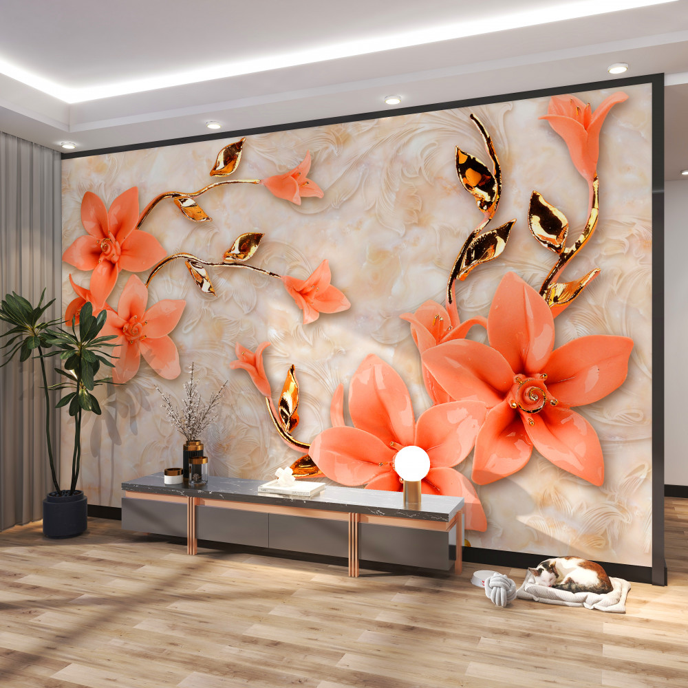 Fototapeta magnolia z kwiatem brzoskwini