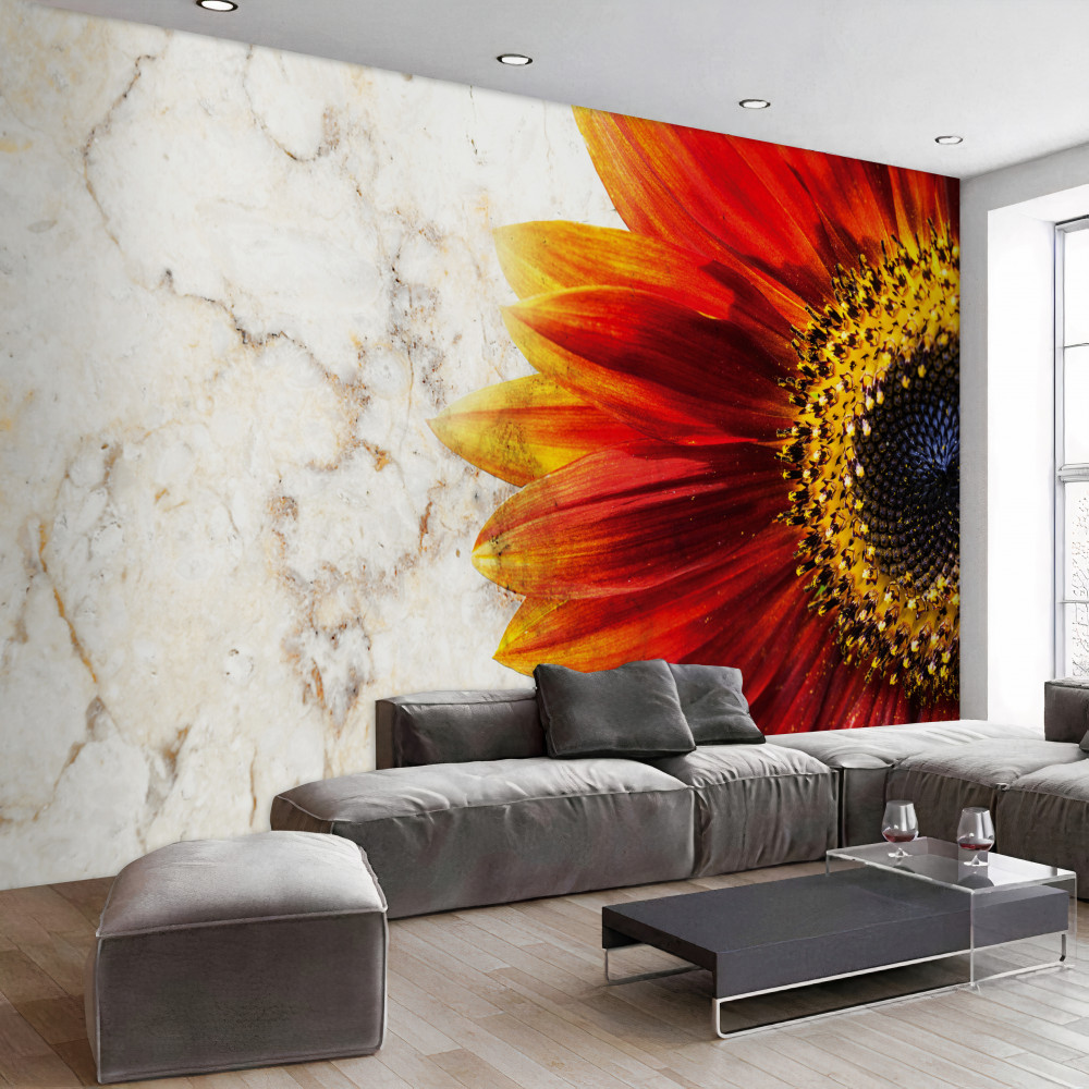 Fototapeta duża czerwono-pomarańczowa gerbera