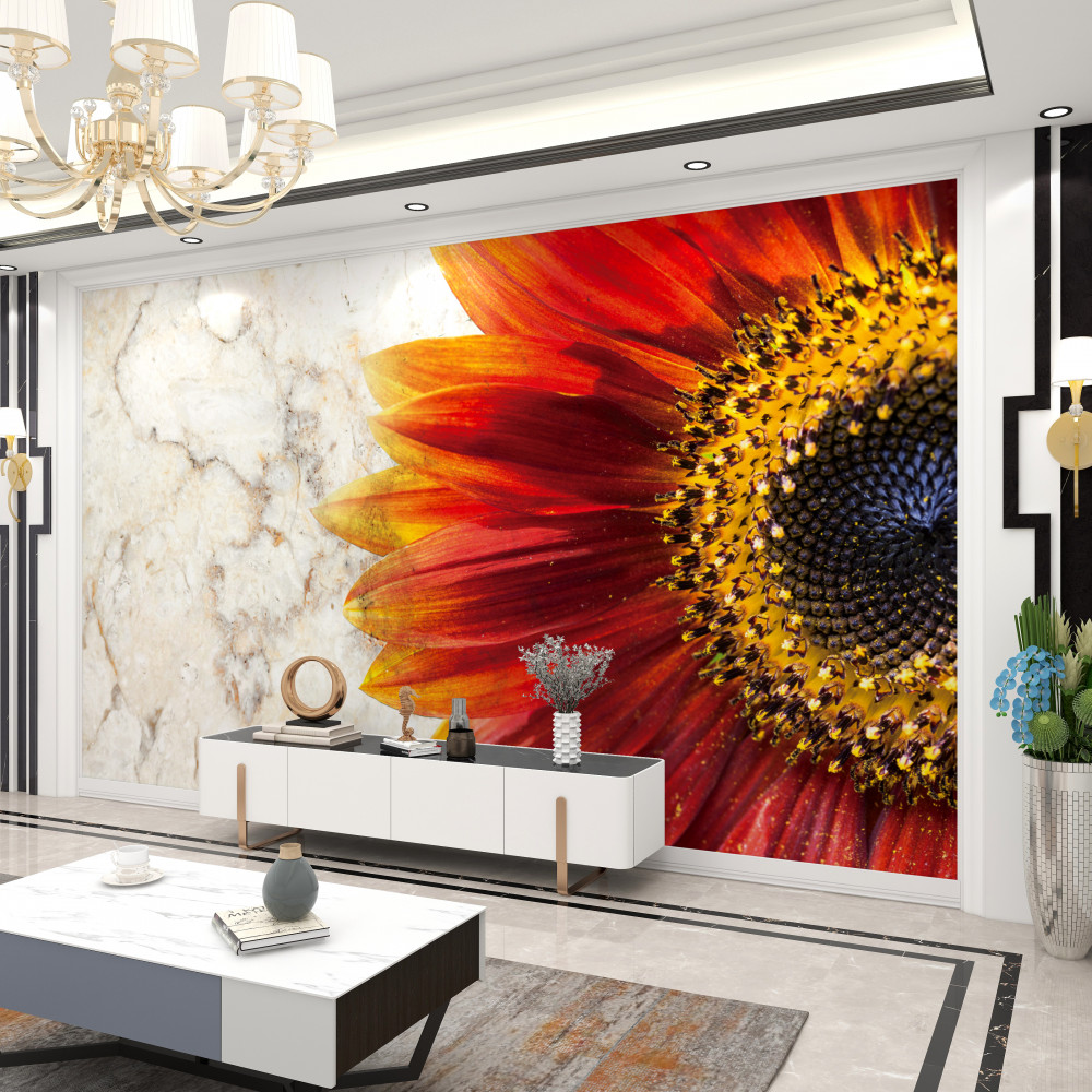 Fototapeta duża czerwono-pomarańczowa gerbera