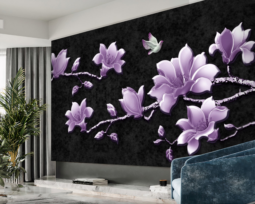 Fototapeta delikatne liliowe gałęzie magnolii