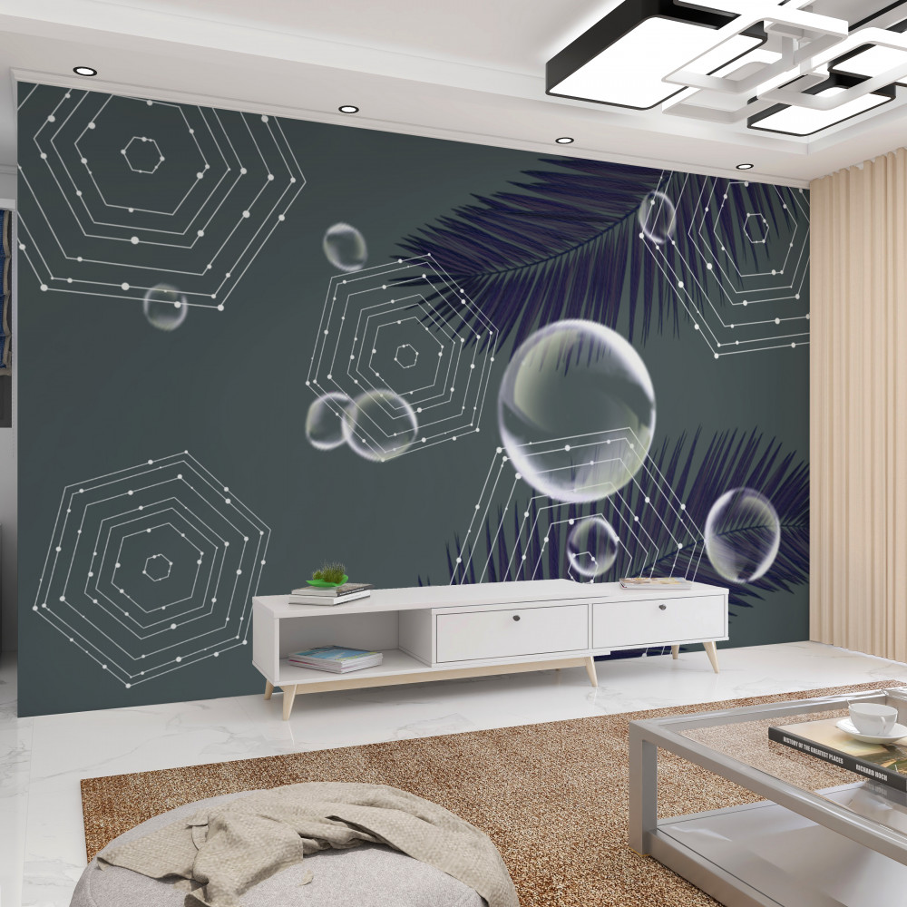 Fototapeta geometryczne kształty i liście