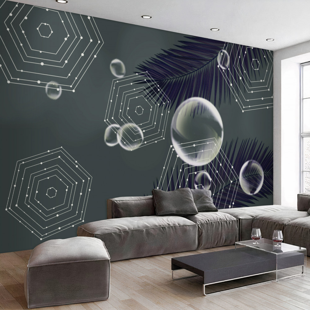 Fototapeta geometryczne kształty i liście