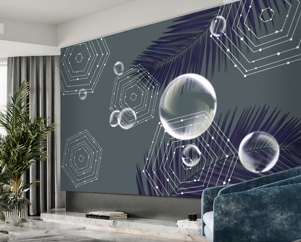 Fototapeta geometryczne kształty i liście