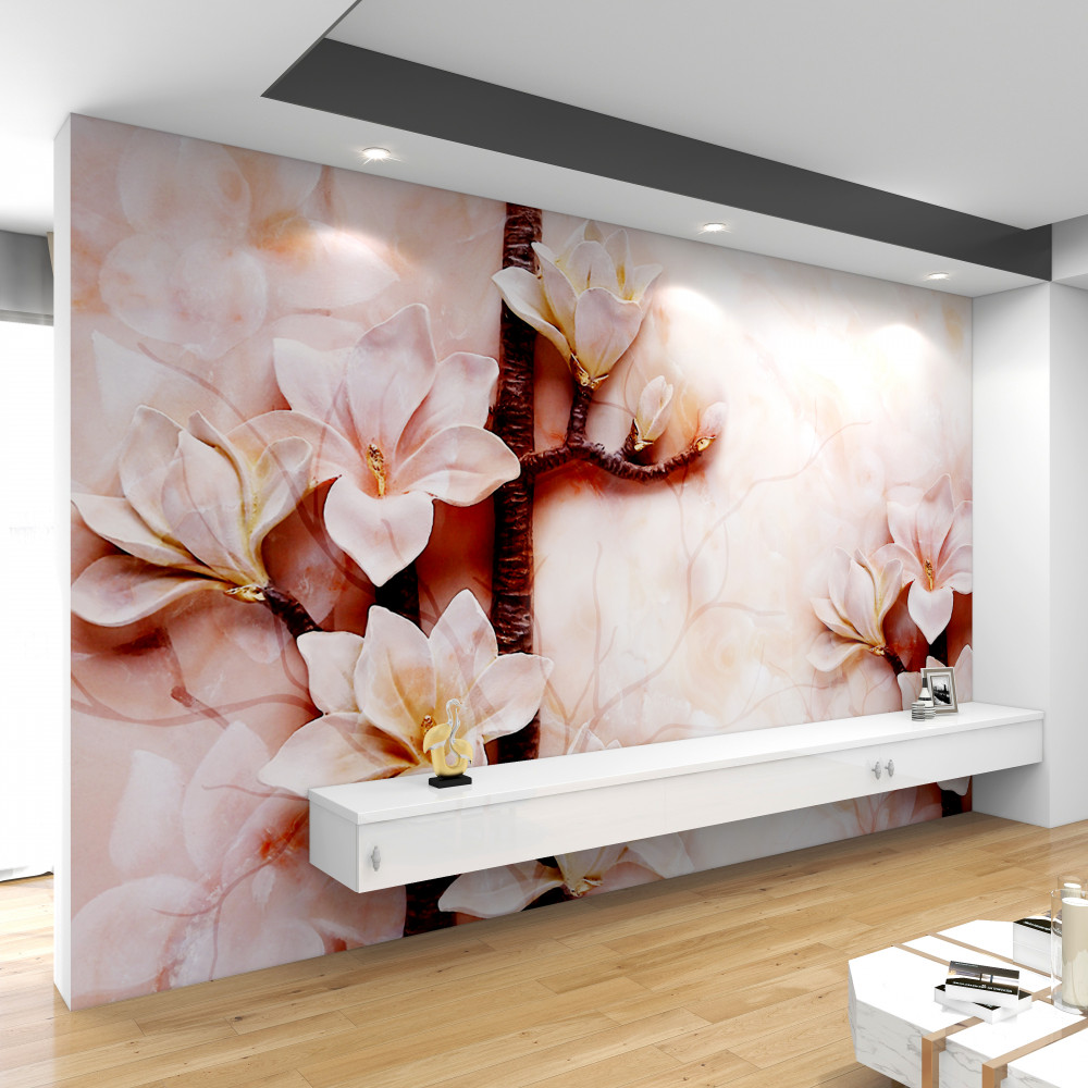 Fototapeta delikatne różowe gałęzie magnolii
