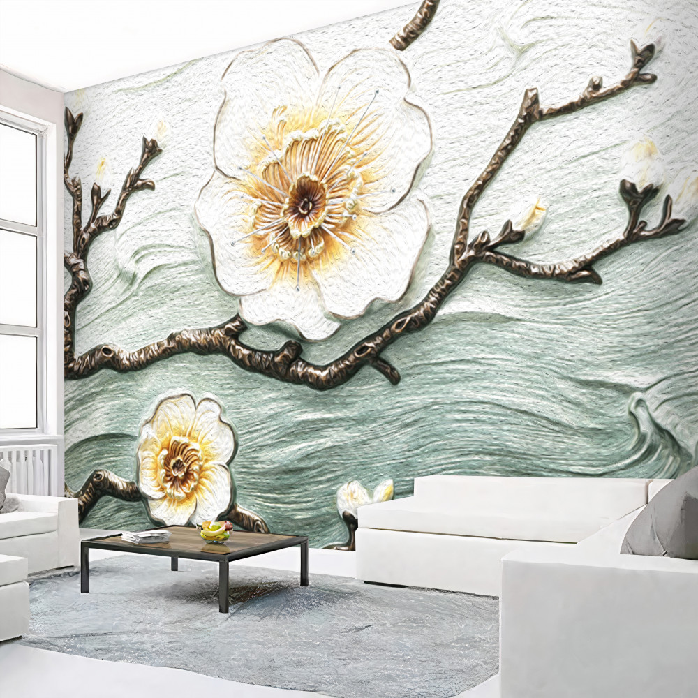 Fototapeta śnieżnobiałe pąki magnolii na wietrze