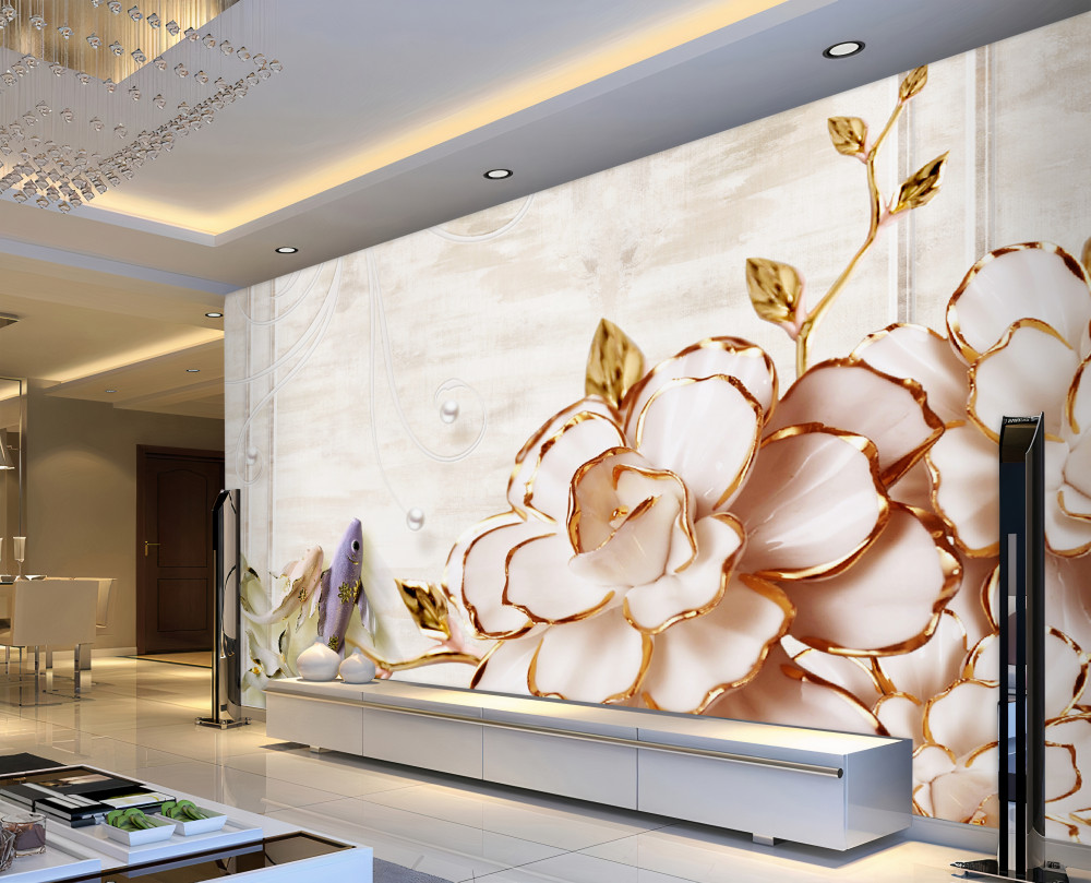 Fototapeta porcelanowe kwiaty i motyle