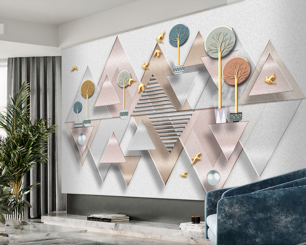 Fototapeta geometryczna abstrakcja lasu w odbiciu wody