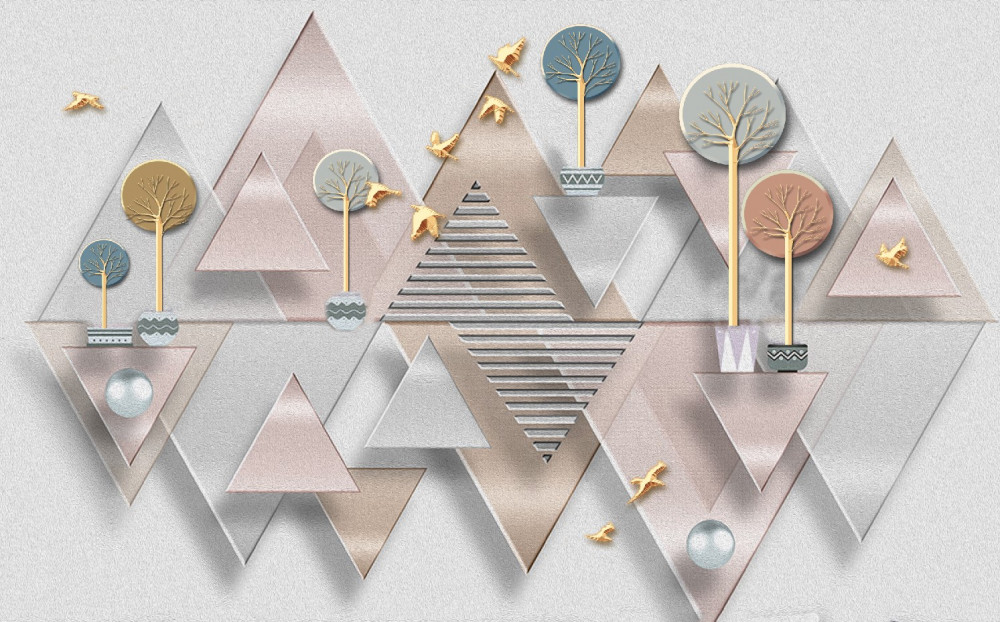Fototapeta geometryczna abstrakcja lasu w odbiciu wody