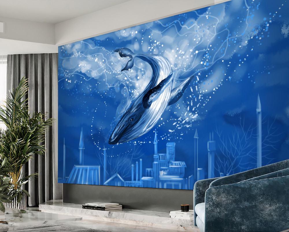 Fototapeta płetwal błękitny i otchłań oceanu
