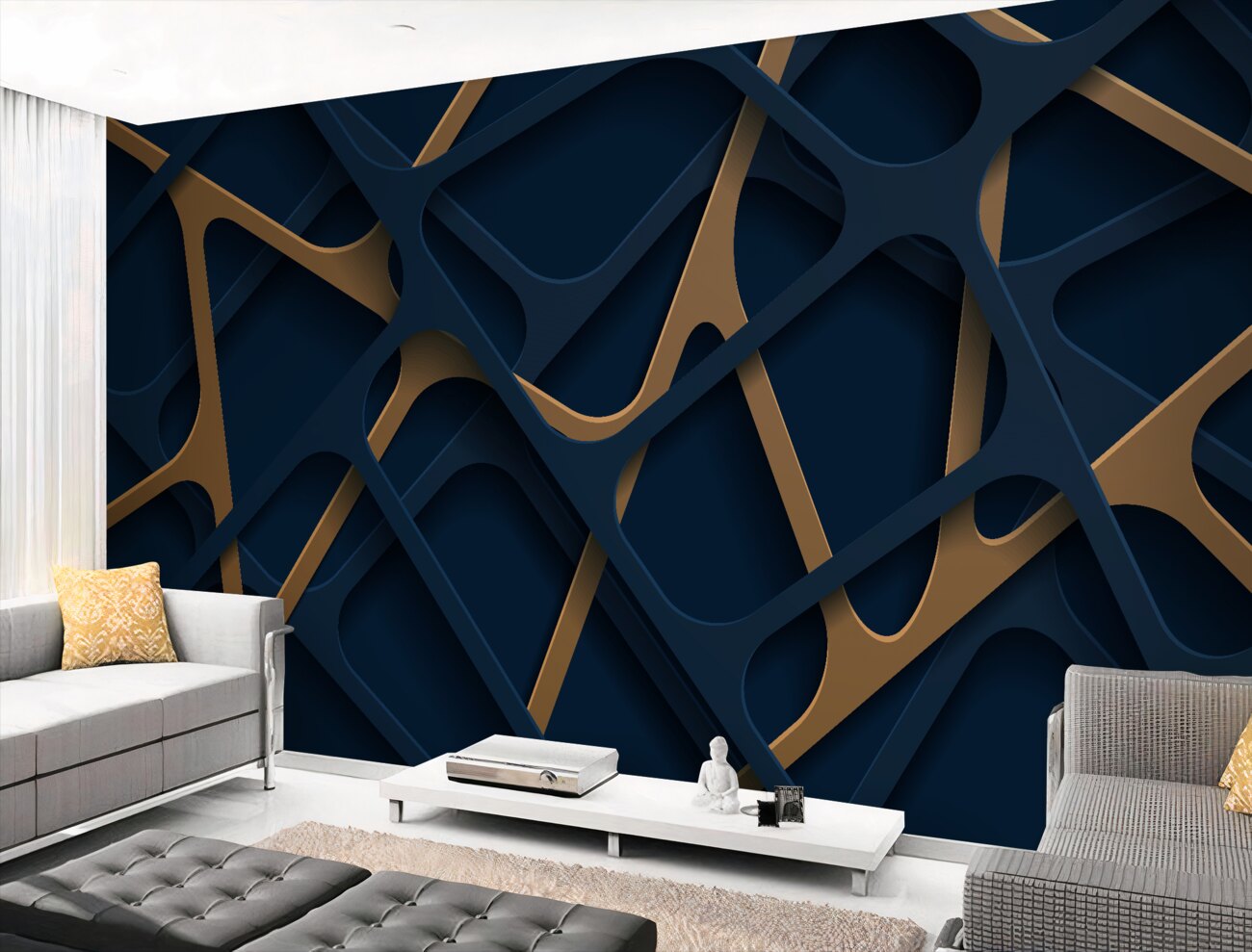 Fototapeta Blue and Gold Spider Web.