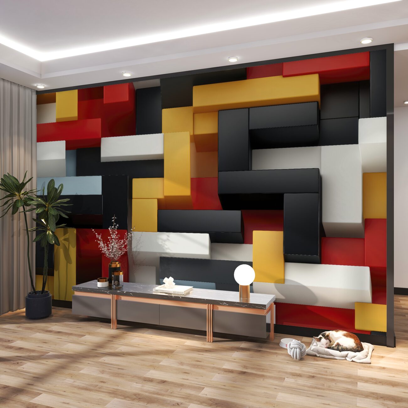 Fototapeta Prostokąty 3D różne kolory
