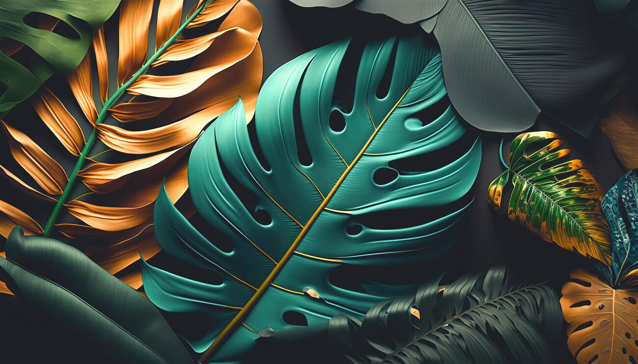 Fototapeta Liście palm 3D i paproć