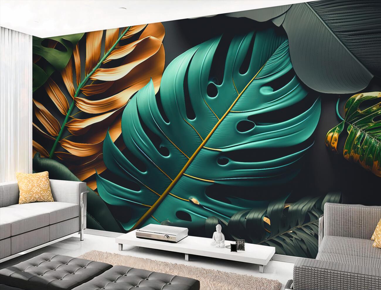Fototapeta Liście palm 3D i paproć