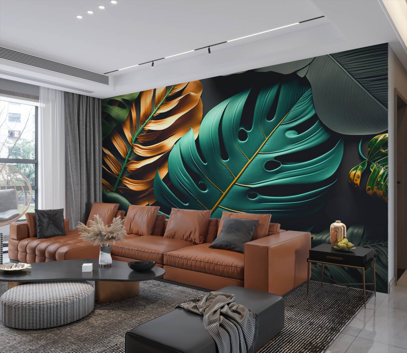 Fototapeta Liście palm 3D i paproć