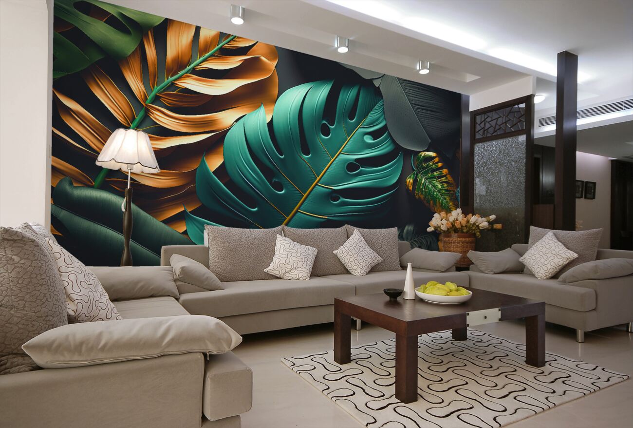 Fototapeta Liście palm 3D i paproć