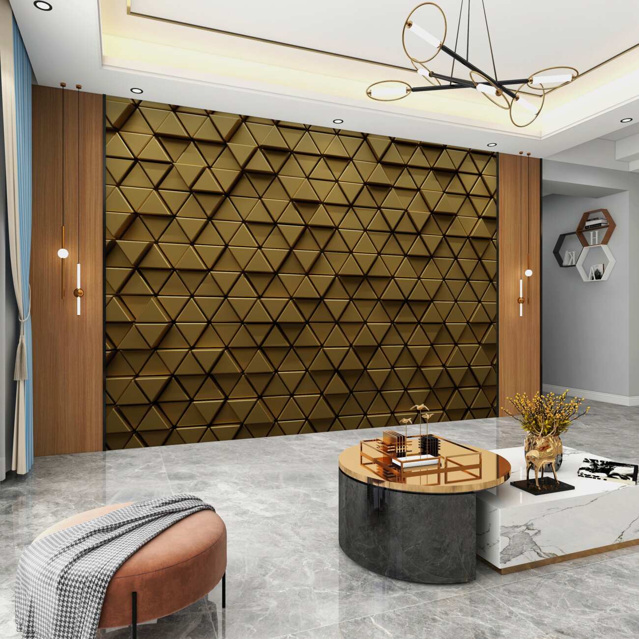 Fototapeta Golden Triangles 3d