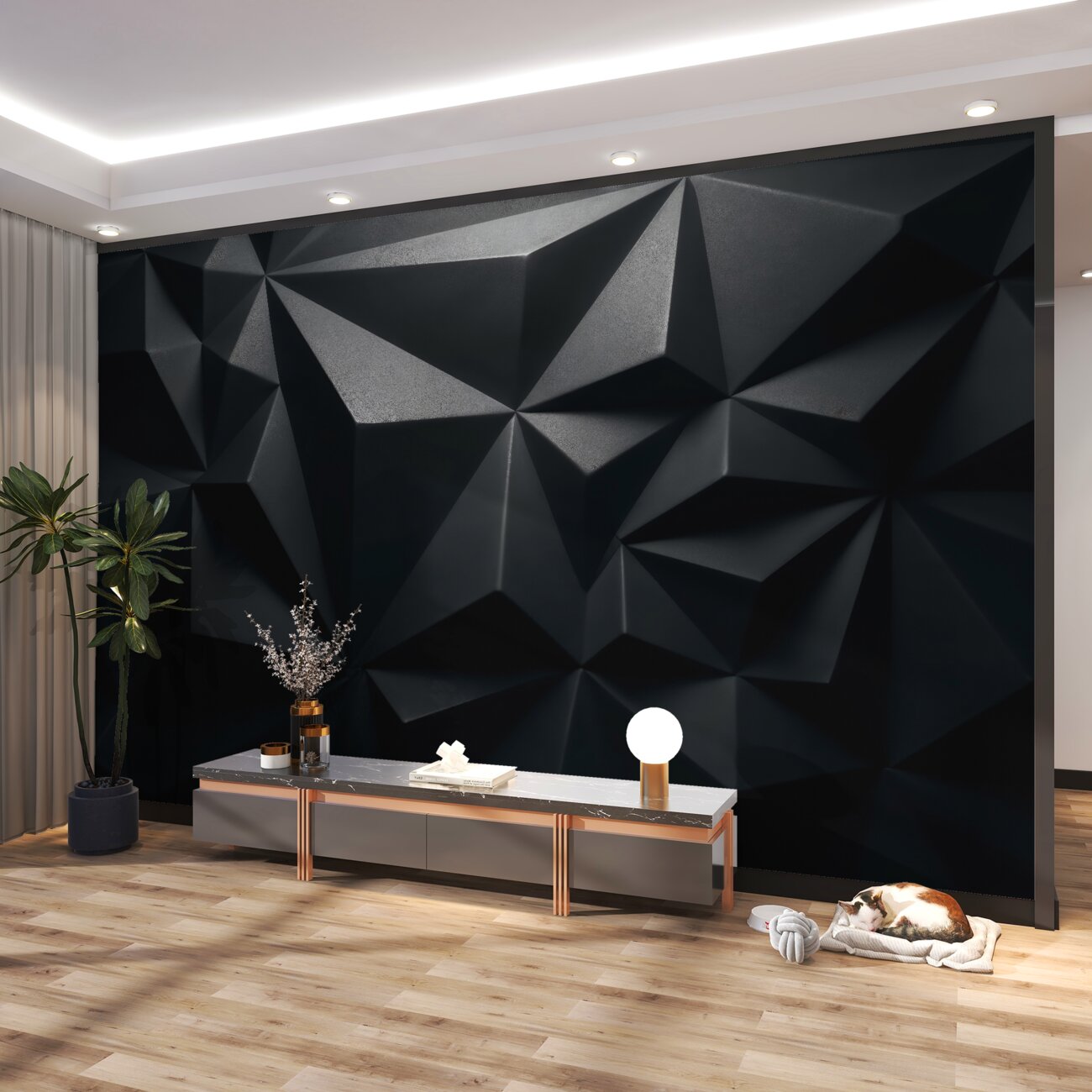 Fototapeta 3D ściana czarnego placu