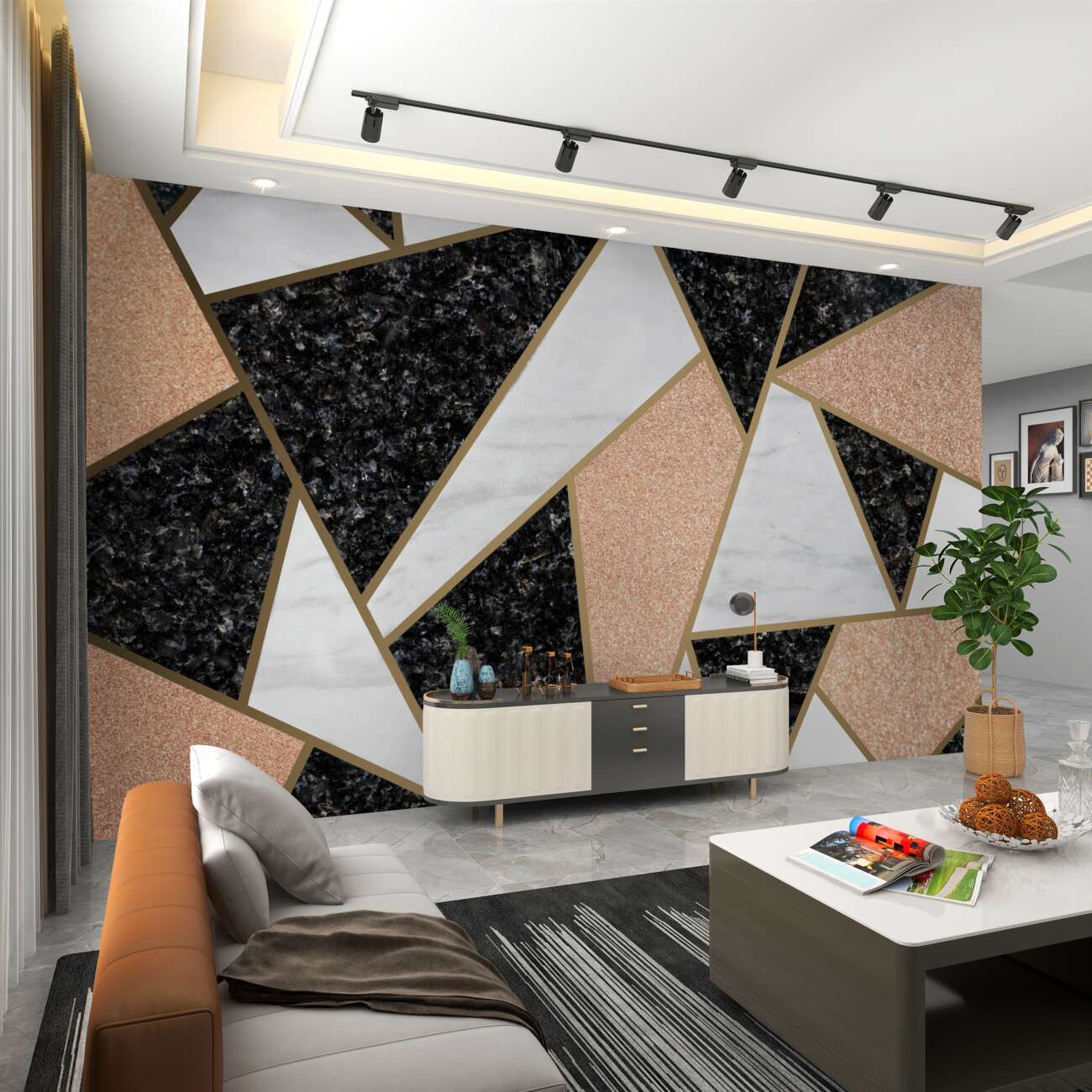 Fototapeta Czarny różowy marmur ze złotem