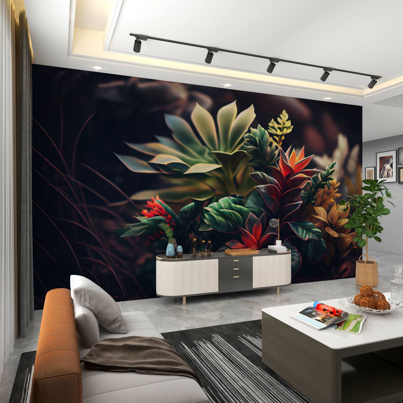 Fototapeta 3D bukiet roślin tropikalnych