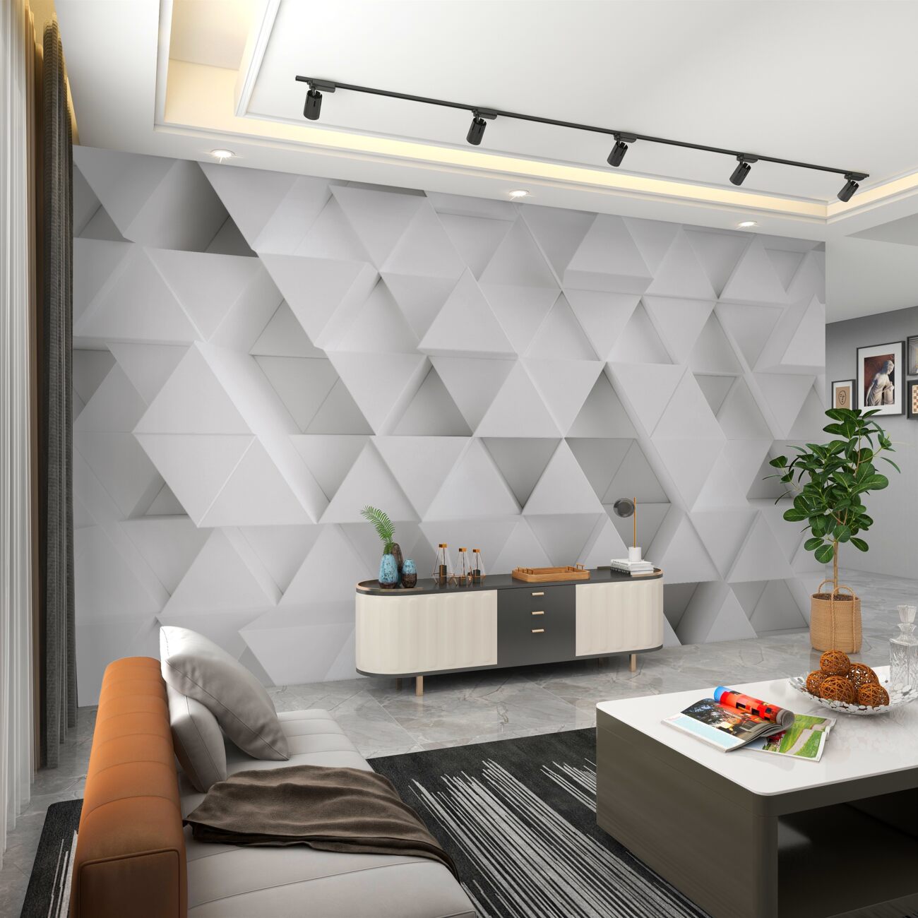 Fototapeta Światło -gray 3D -triangle