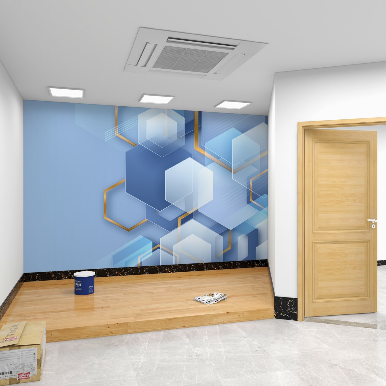 Fototapeta Lekkie postacie geometryczne ze złotem