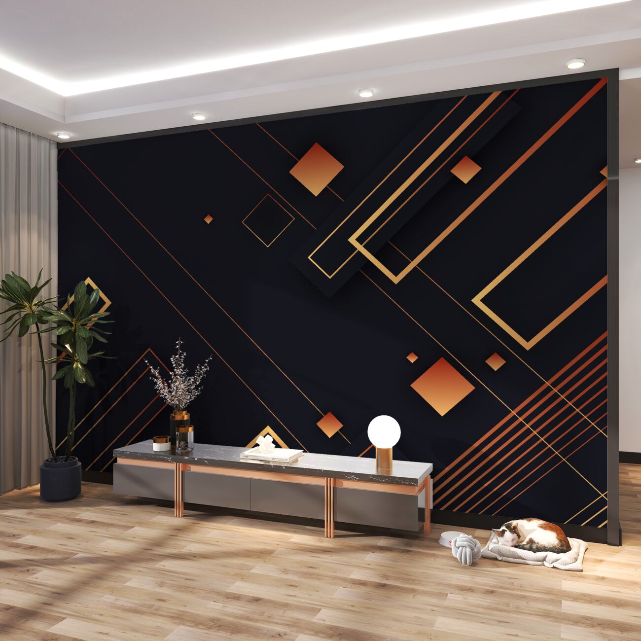 Fototapeta Ciemne tło z jasnymi geometrycznymi kształtami
