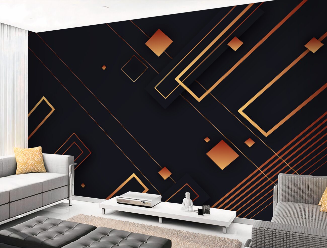 Fototapeta Ciemne tło z jasnymi geometrycznymi kształtami