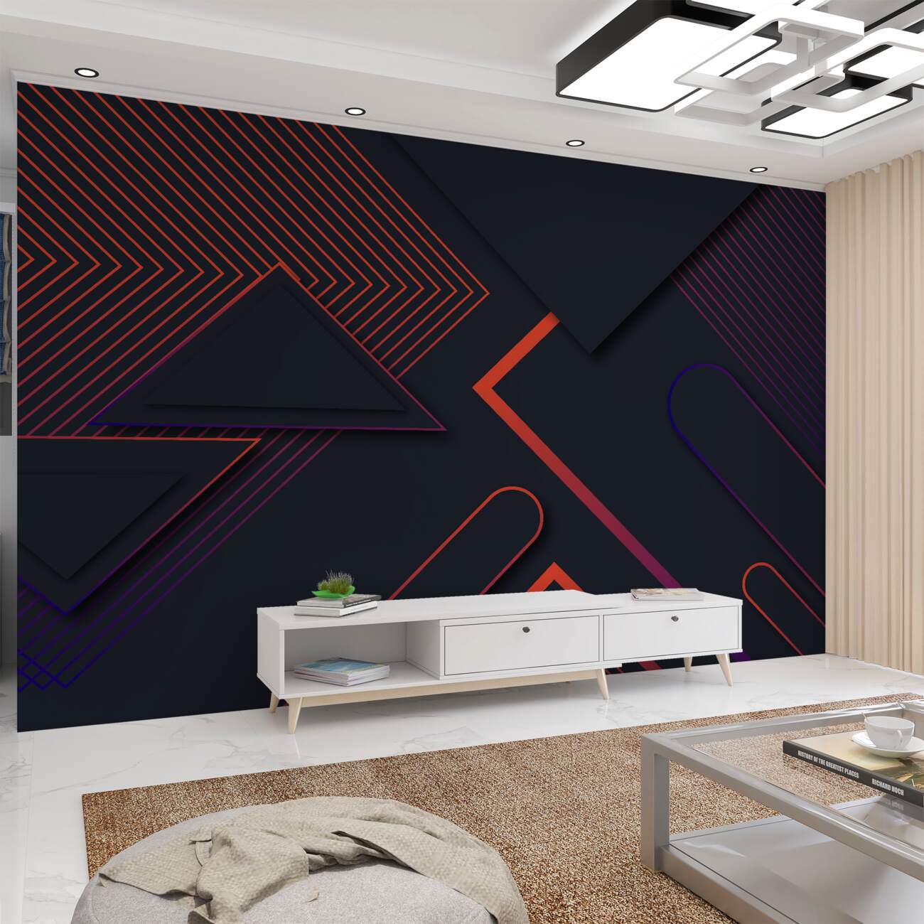 Fototapeta Różne kształty geometryczne są ciemno z czerwonymi