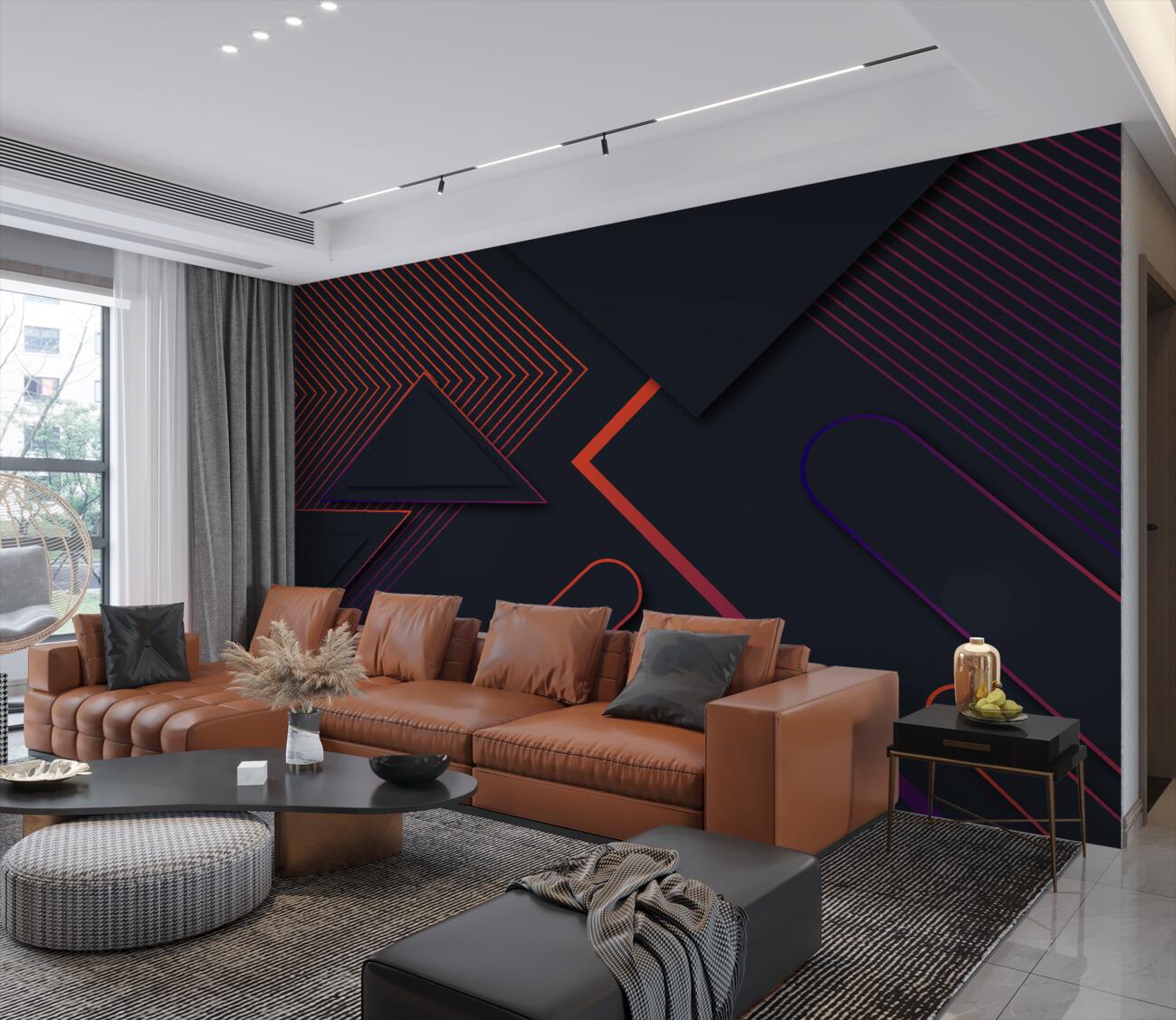 Fototapeta Różne kształty geometryczne są ciemno z czerwonymi