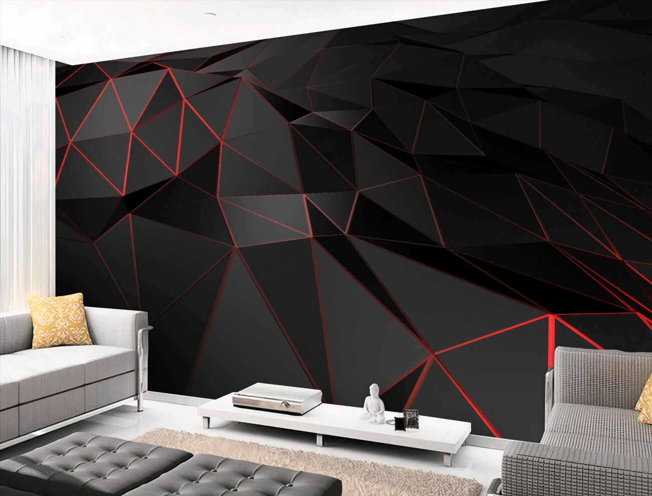Fototapeta Czarne i czerwone tekstury w geometrii