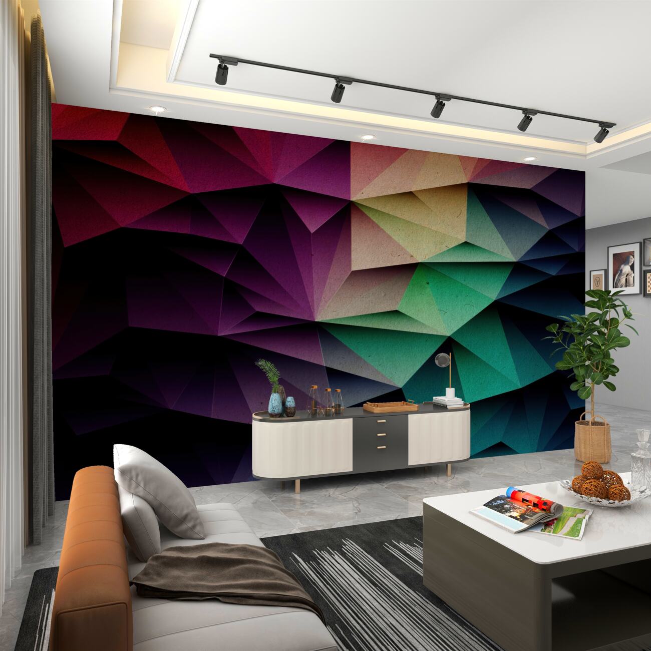 Fototapeta Narzucanie geometrycznych form wielokolorowych