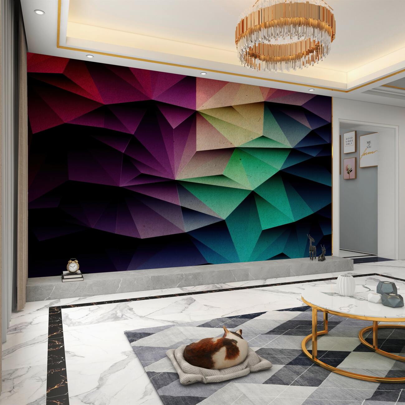 Fototapeta Narzucanie geometrycznych form wielokolorowych