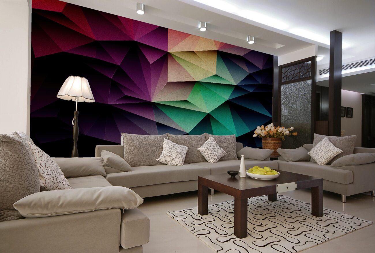 Fototapeta Narzucanie geometrycznych form wielokolorowych