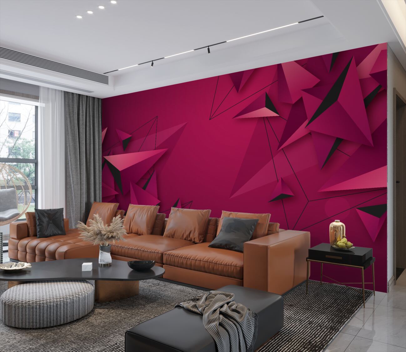 Fototapeta Geometryczna abstrakcja w liliowych kolorach