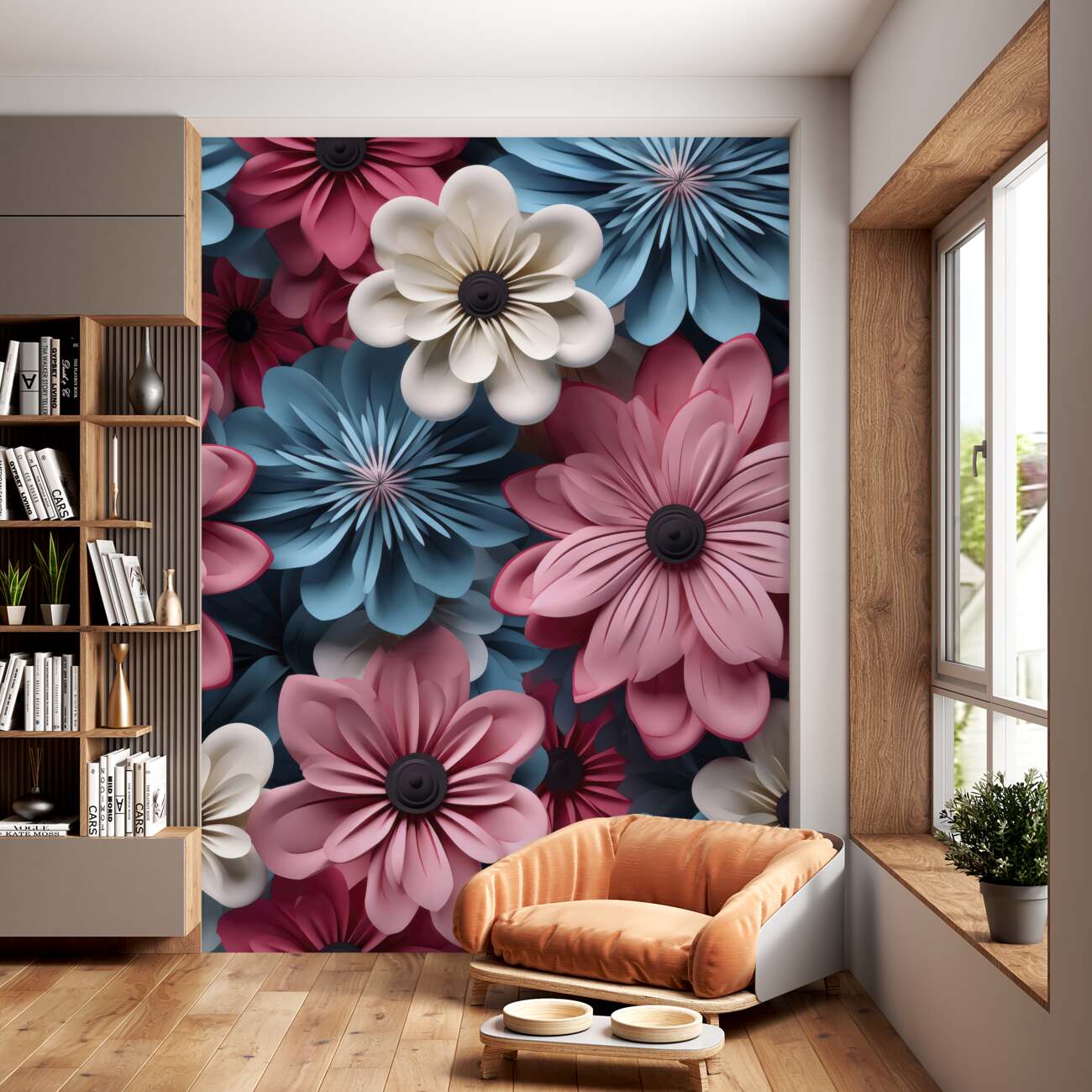 Fototapeta Duże kwiaty wielopoziomowego 3D