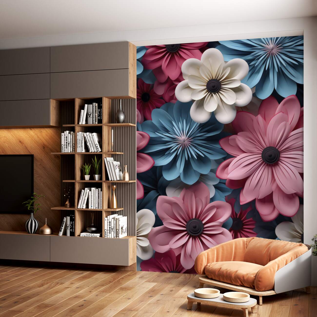 Fototapeta Duże kwiaty wielopoziomowego 3D