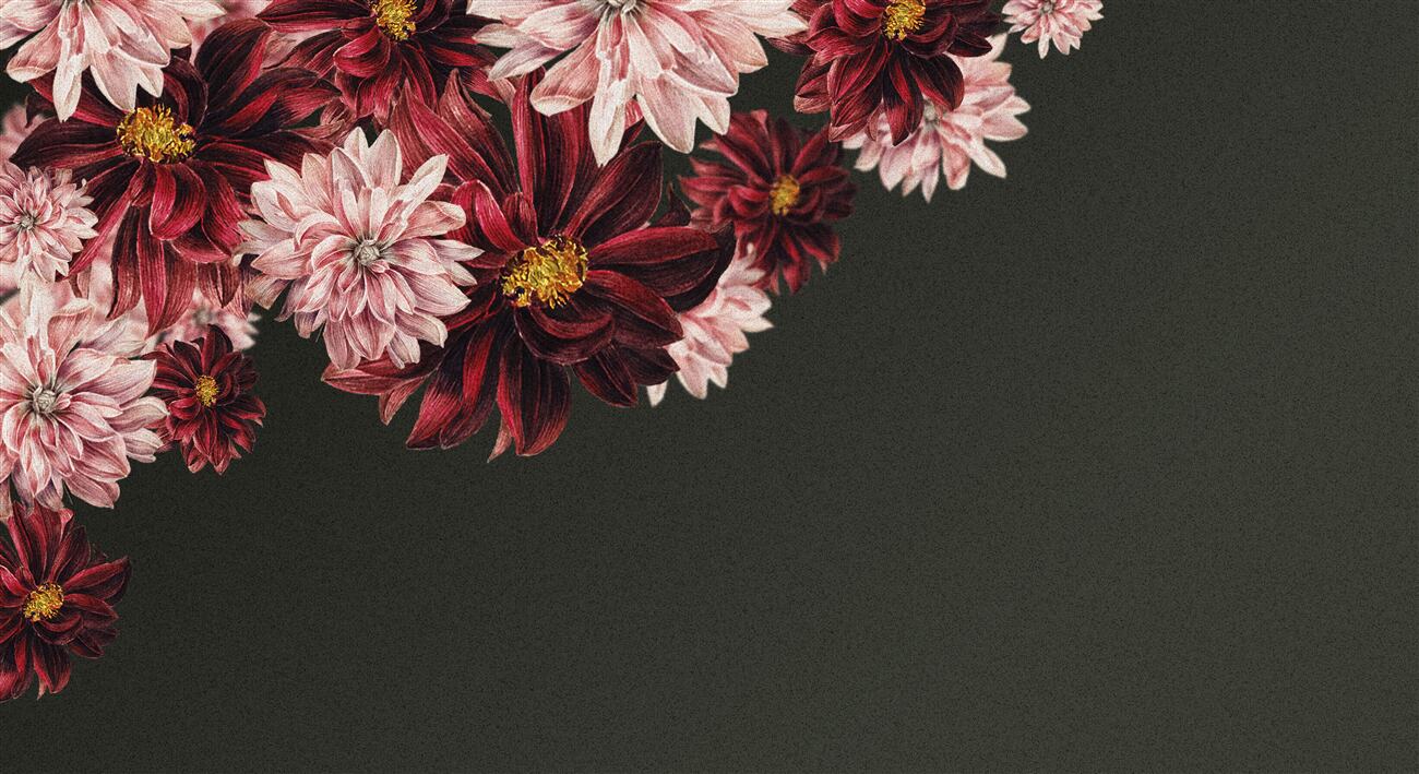 Fototapeta Ornament z różowymi i czerwonymi kwiatami