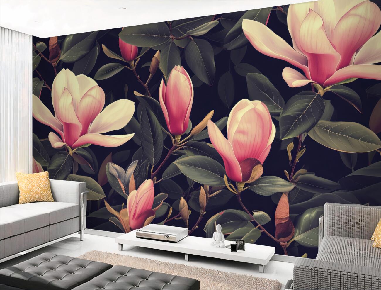 Fototapeta Różowa magnolia na gałęziach
