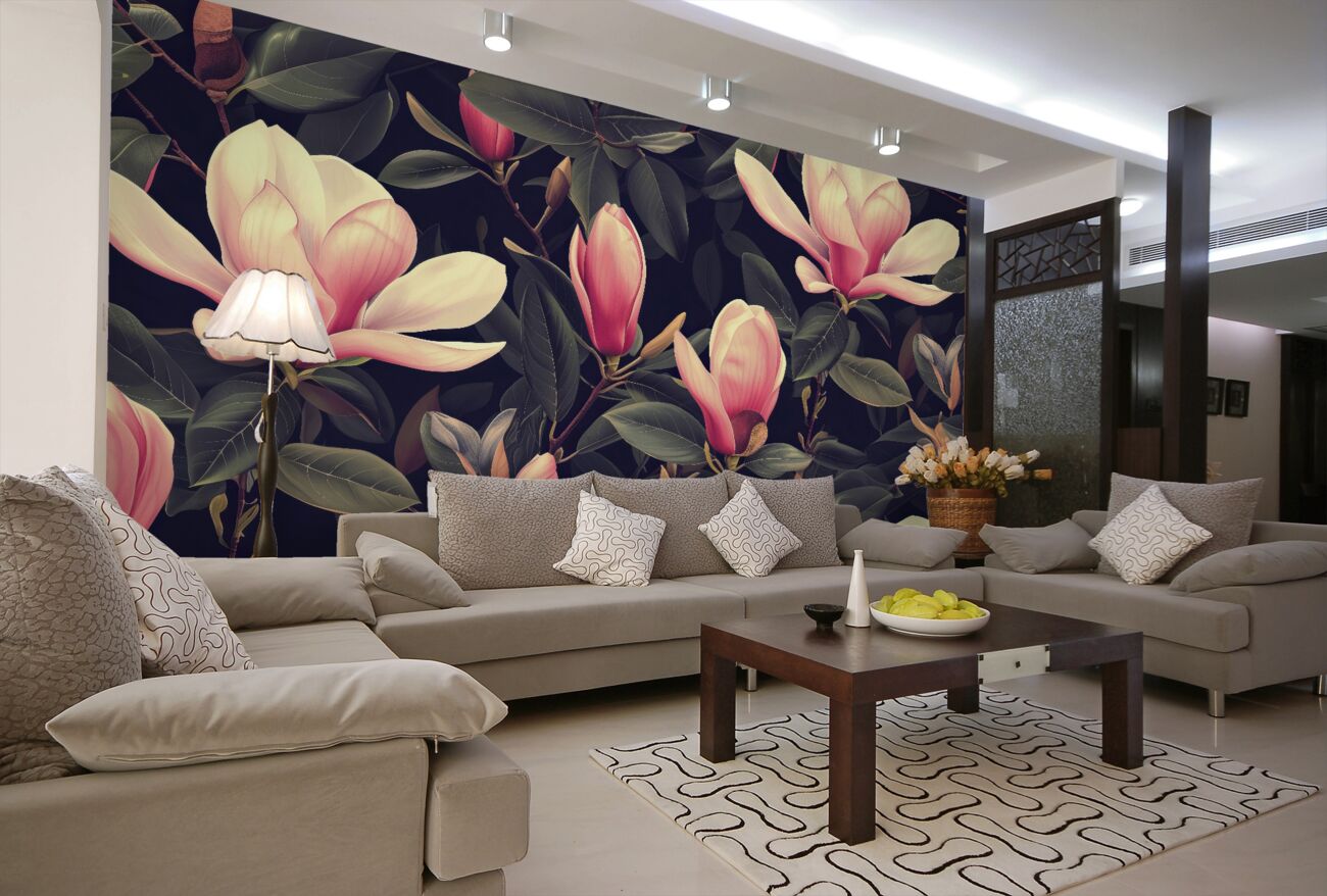 Fototapeta Różowa magnolia na gałęziach