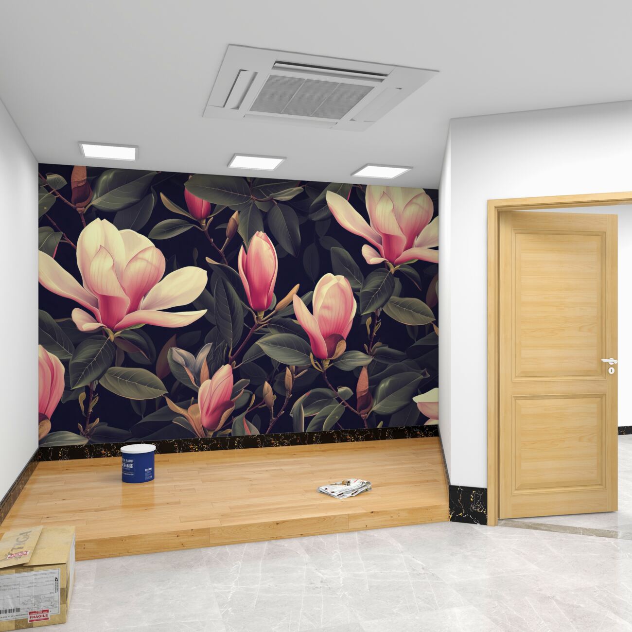 Fototapeta Różowa magnolia na gałęziach
