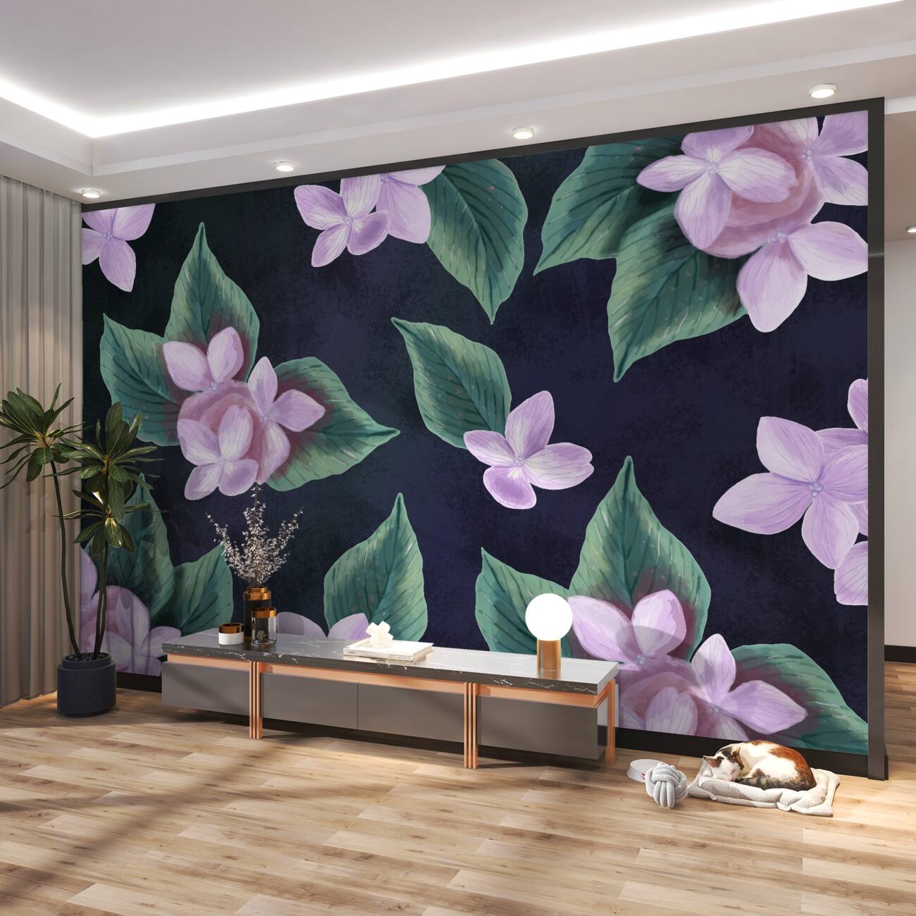 Fototapeta Lilac kwiaty z prześcieradłami na ciemnym tle