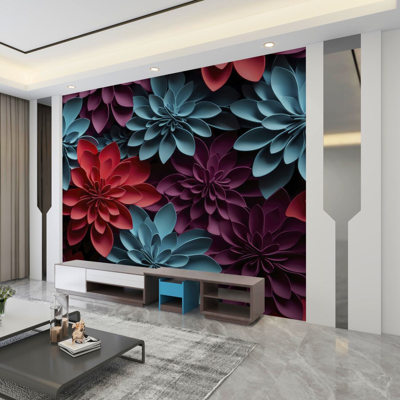 Fototapeta 3D astery różnych kolorów