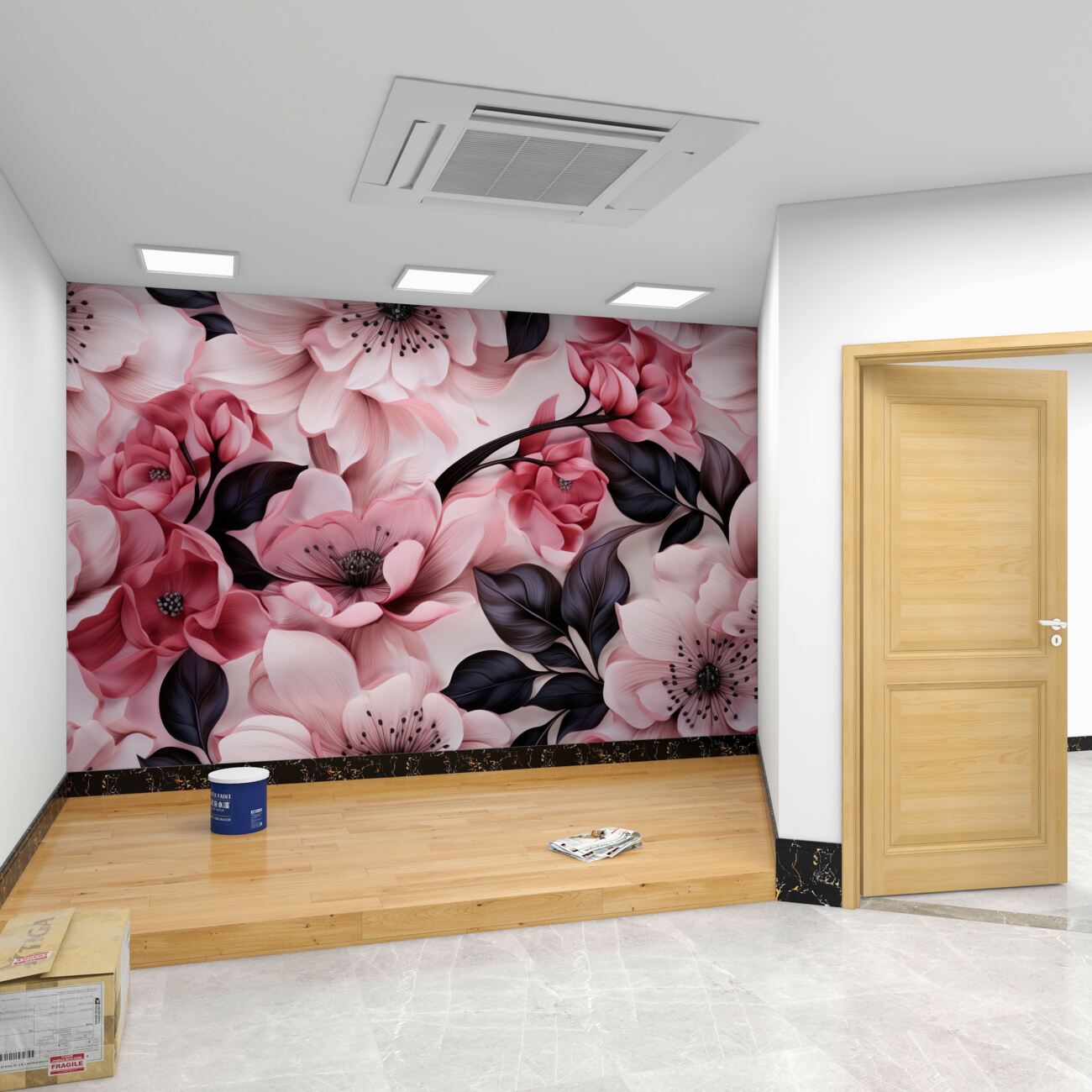 Fototapeta Światło -pink kwiaty z ciemnymi jąderkami